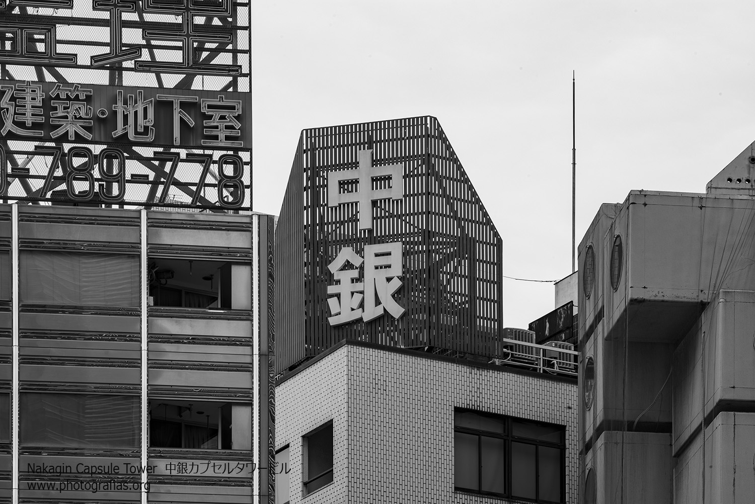 Nakagin Capsule Tower - By Architect Kisho Kurokawa - Metabolism Architecture - Tokyo, Japan. 中銀カプセルタワービル - 黒川 紀章. Architectural – Modern –Japanese – Asian - Urban – Building – Tower – Residential – Office - Exterior – Interior - Famous – Photography – photo - monochrome – B&W - aesthetic – beautiful – contemporary – shadows – light – city – Lego – travel – style – photography – design – container - #Nakagin - #saveNakagin - #kisho - #kurokawa